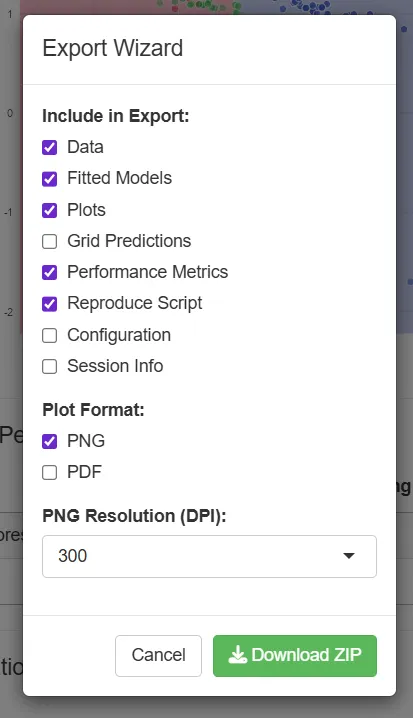 Export Wizard Interface